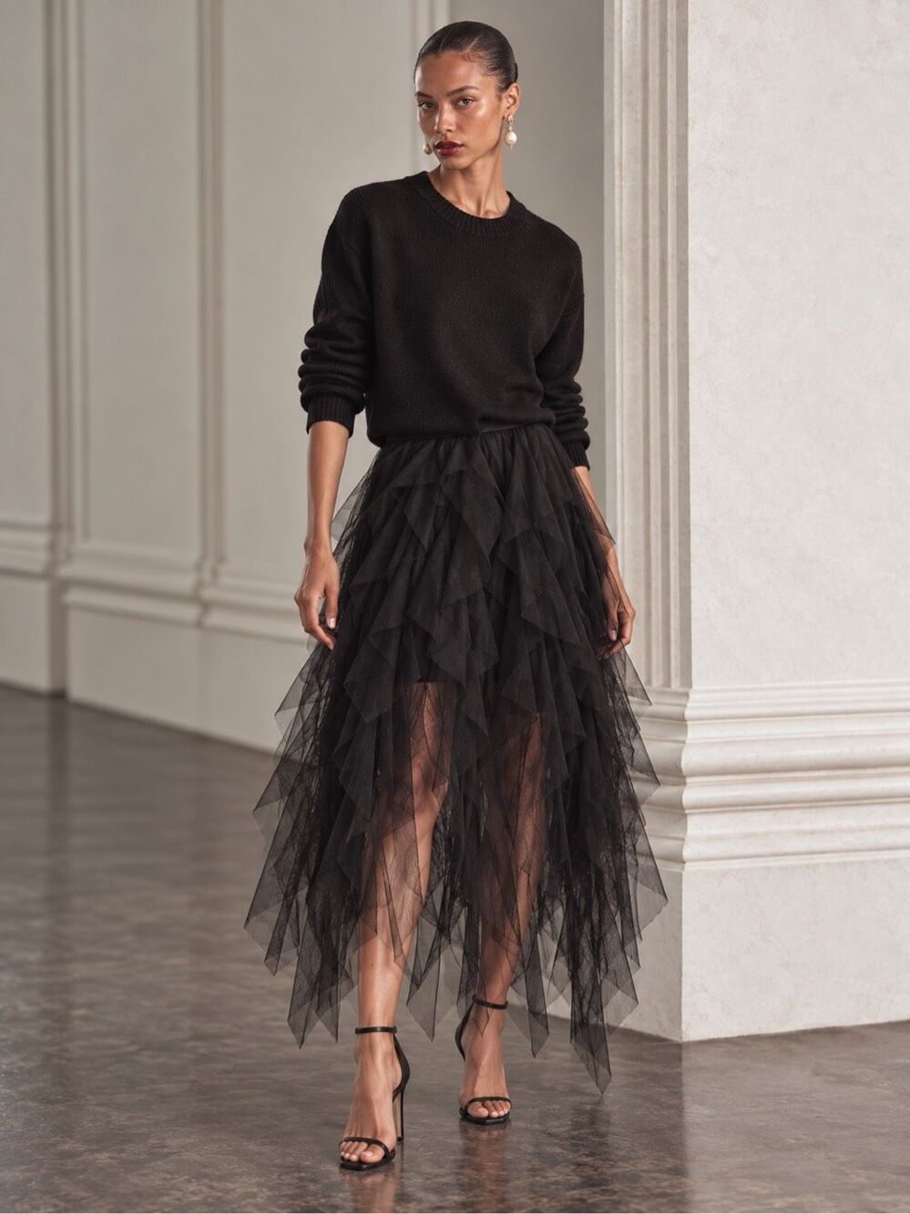 NWT Very J Black Tulle Ruffle Skirt S Whimsigoth Fairy Goth Dark Coquette Ballet